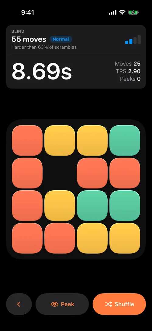 A Blind solve with the numbers hidden